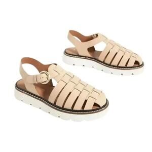 Anthropologie Fisherman Sport Sandals Vegan Beige Woven Platform Strap